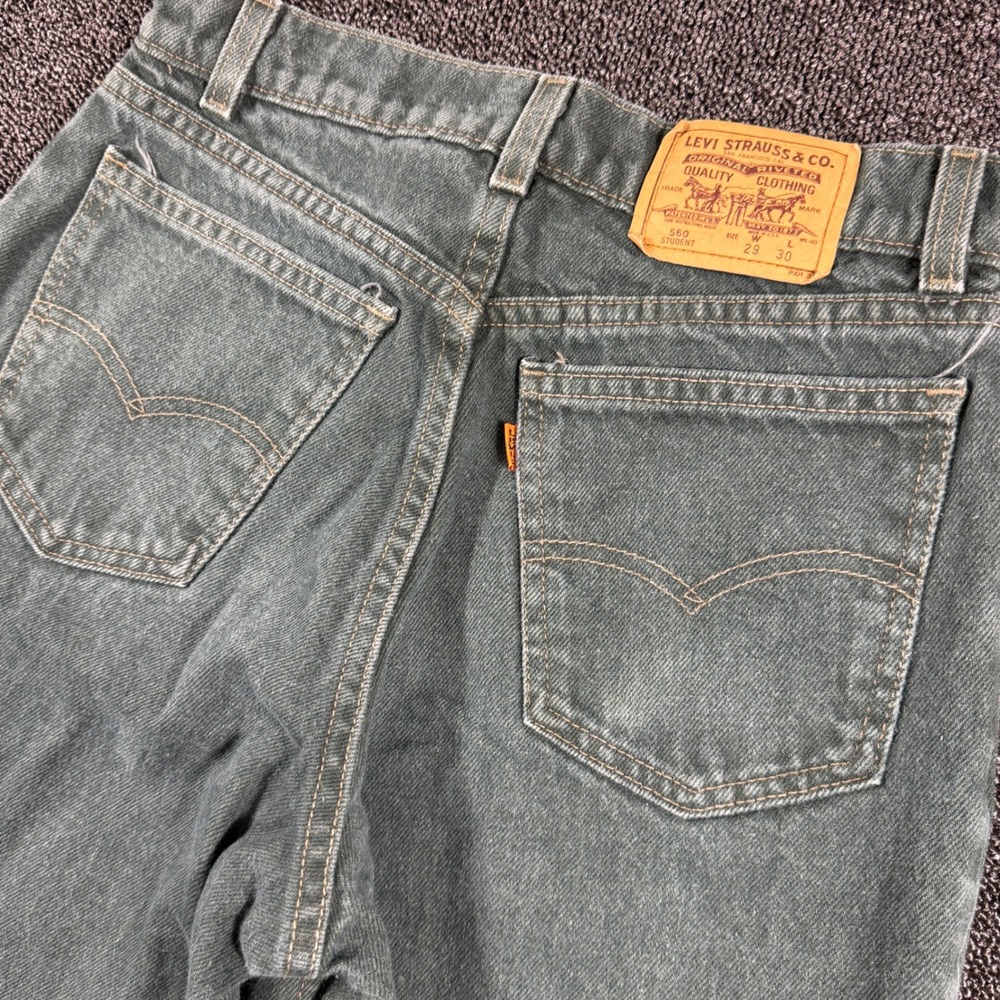 Vintage Levis Orange Tab 560 Student Men 28x30 High Rise Tapered Jeans Green USA